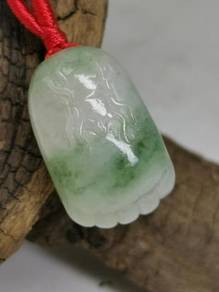 Ice Green with Flower Burma Jadeite Jade Pendant