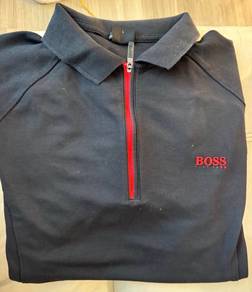 Hugo Boss Golf Shirt black with red piping design