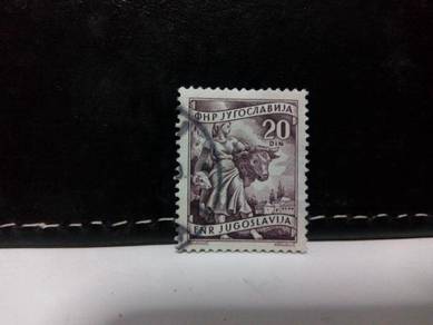 1949 Yugoslavia Stamp, Farm Woman Animals