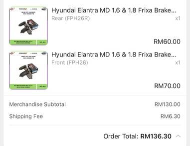 elantra MD brakepad