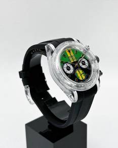 39.5mm Clear Plastic Racing Green Daytona Quartz