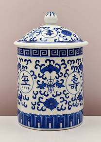 Chinese Jingdezhen1900s Blue and White Lidded Mug