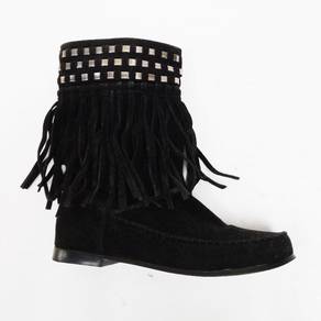 Sugar Sugar Stud and Fringe Suede Leather Boots