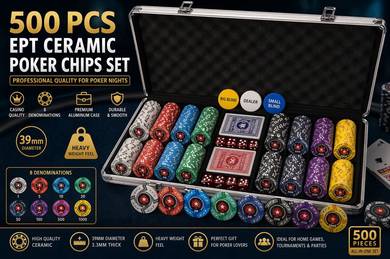 500Pcs Premium EPT Ceramic Poker Chips Set Casino