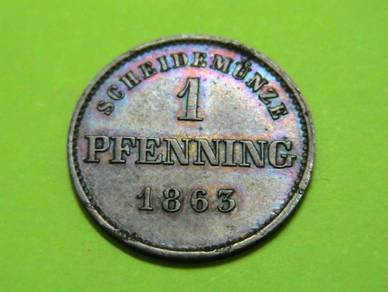 Bayern 1 Pfennig 1863 Munchen Maxiillian