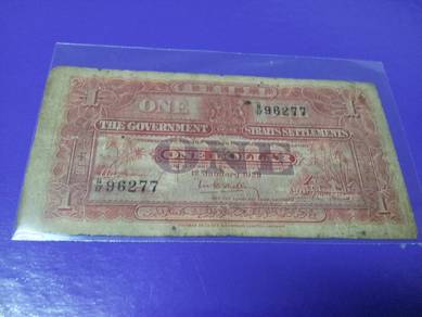 Straits Settlement 1929 One Dollar Old Banknote