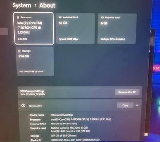 Rog Strix laptop gaming 