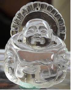 BEAUTIFULLY CARVE Laughing BUDDHA CLEAR QUARTZ