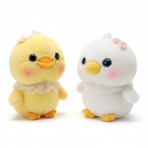 23cm Kawaii Chick Plush Toy with Ribbon