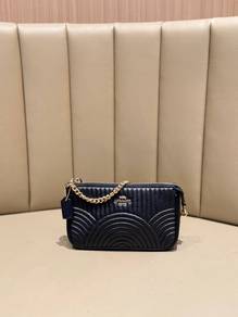 Coach Art Deco Quilted Wrislet Clutch In Black