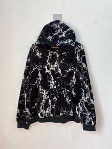 RILL FOX Y2K Black Marble Fleece Hoodie