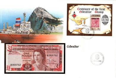 GIBRALTAR set 1 Pound banknote with stamp 1983
