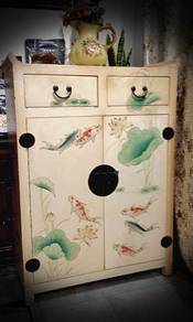 chinese style used kabinet ikan koi hand painted