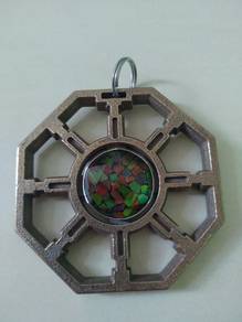 Polygon keychain with ammolite and tritium tubes