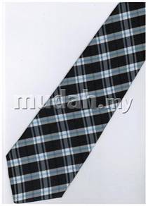 EB12 Black Blue White Striped Formal Neck Tie