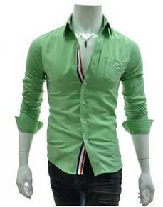 F0535 Stylish Formal Green Men's Long Sleeve Shirt