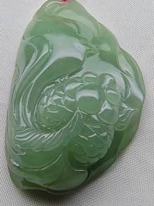 Liontin Ikan Emas Giok Jadeite Jed Burma Asli