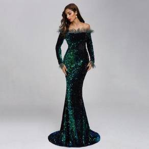 White black green evening prom dress gown RBP1174