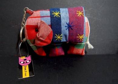 Stuffed Elephant Keyring - Pink Pvssy -4 inches