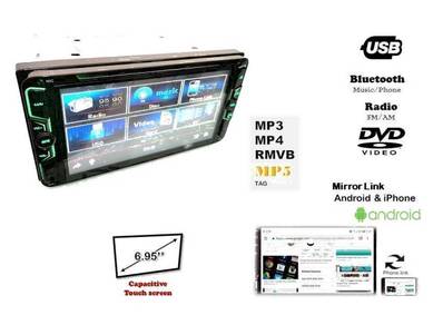 Tkc 6.95'' dvd usb mirror link double din player
