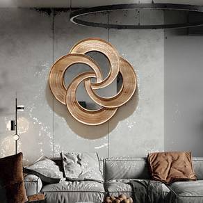 Living Room Wooden Wall Mirror Decoration