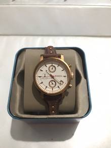 Fossil Chronograph Watch with Leather Strap