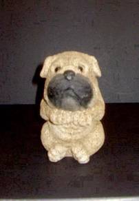 1980s Vintage Hand Crafted Pug with Glass Eyes