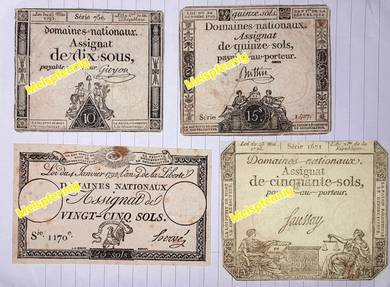 [4 pcs = RM200] 1792/93 France Assignat Banknote
