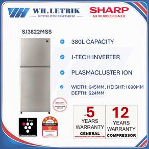 Sharp Inverter Fridge 380L  (12 Years Warranty)