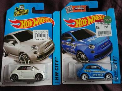 Hotwheels Fiat 500 white Polizia not Tomica Kyosho