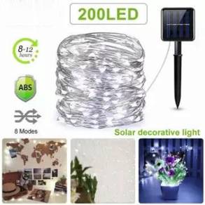 WHITE LAMPU RAYA SOLAR LAMP 200LED 22M LiGHTS 🔥