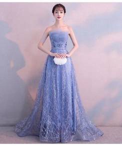 Blue sequin wedding prom dress gown RBP1089