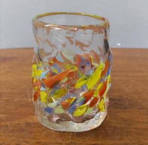 Hand blown glass candle holder cup