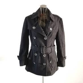 Burberry Brit Double Breasted Wool Trench Coat