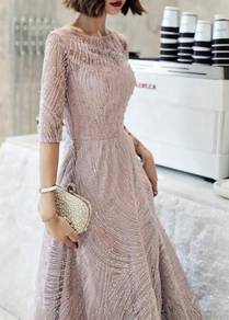 Pink long sleeve prom wedding dress gown RBP1494