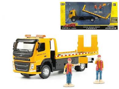 VOLVO 1/50 Flatbed Tow truck w/ 2 figures - yellow