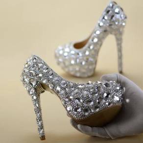 Silver red diamond wedding bridal heels RBH0139