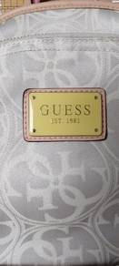 GUESS 4G Herringbone Gray and Pink Two-Tone Backpa