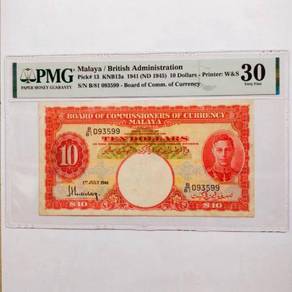 Straits Settlements Malaya KGVI 1941 $10vf PMG 30