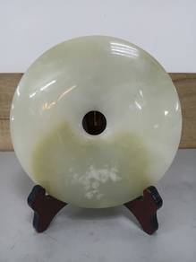 Jade-Like Stone Circular Bi Disc with Display Stan