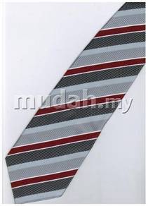 ER19 Red Silver Black White Strip Formal Neck Tie
