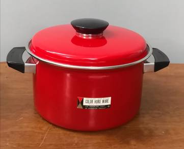 vintage Marubishi enamel pot red