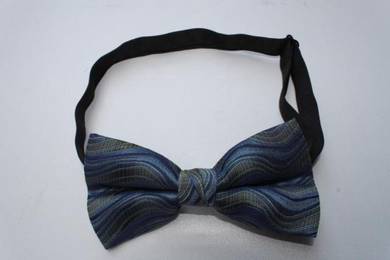 Blue Gold Striped Adjustable Men Bowtie Bow Tie