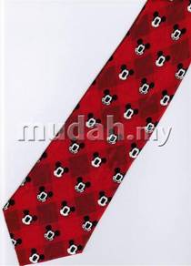 Mickey Mouse Disney Many Face Small RED Neck Tie