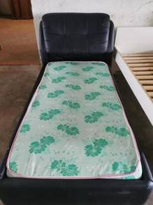 Leather single bed with mattress