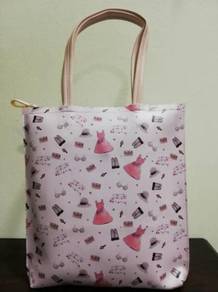 Tote Bag Beg Pink Patterned L 54cm x 31.5cm x 4cm