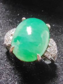 Giok Jadeite Jed Burma Hijau Ais Berawan Gred A