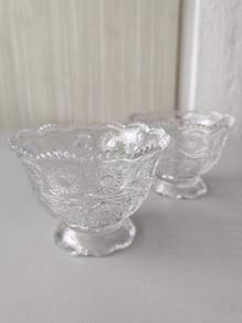 2pcs Pressed Glass Dessert Bowls / Ice Cream Cups