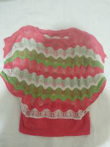Preloved Boho Crochet Knit Blouse Chevron Top (S/M