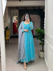 Aqua Blue Anarkali Gown